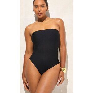 J. Crew Long Torso Gemma Bandeau One-Piece in Classic Sculpt Black